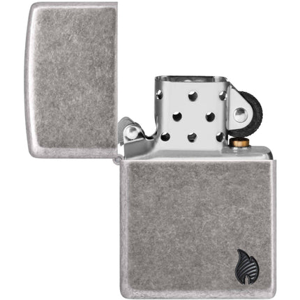 Zippo Lighter: Armor Antique Silver Flame Design | 46399