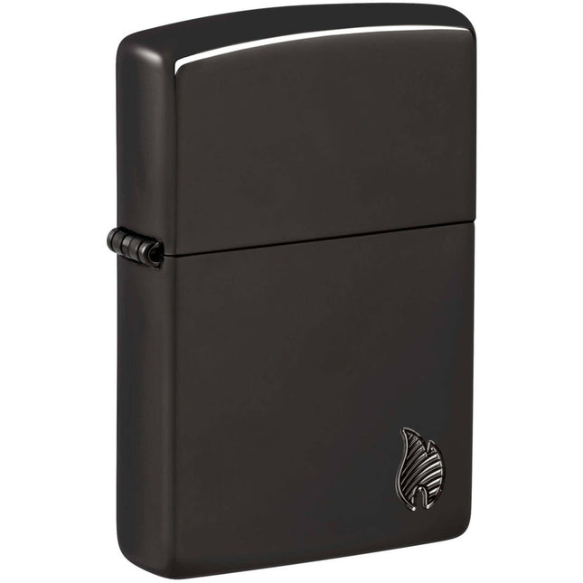 Zippo Lighter: Black High Polish Flame | 46402