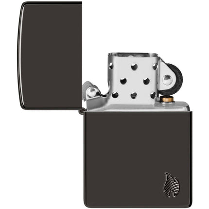 Zippo Lighter: Black High Polish Flame | 46402