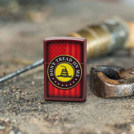 Zippo Lighter: Dont Tread on Me Text Merlot | 46419