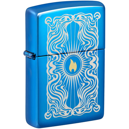 Zippo Lighter: Fancy Flame Design High Polish Blue | 46424