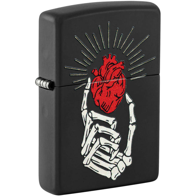 Zippo Lighter: Undying Love Heart in Hand Design Black Matte | 46469