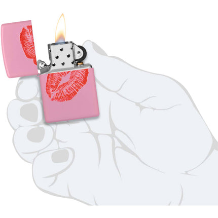 Zippo Lighter: Kiss Design Pink Matte | 46470