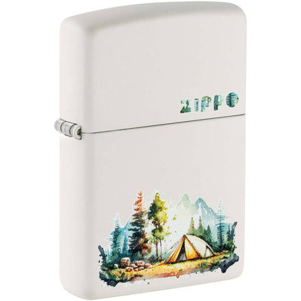 Zippo Lighter: Nature Retreat Camping Design White Matte | 46474