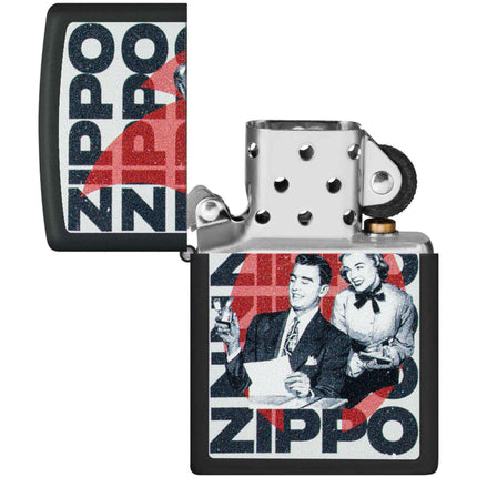 Zippo Lighter: Vintage Zippo Ad Design Black Matte | 46475