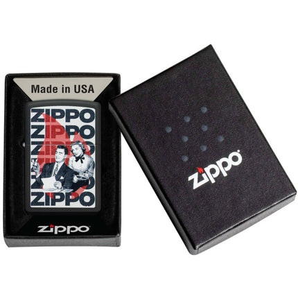 Zippo Lighter: Vintage Zippo Ad Design Black Matte | 46475