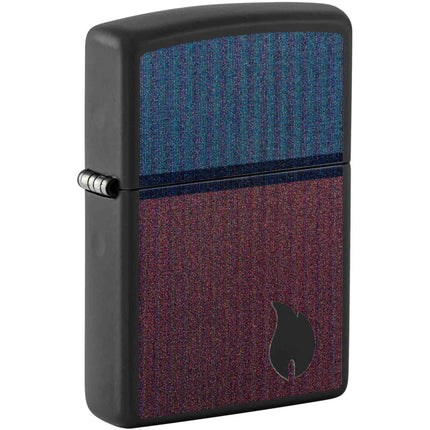Zippo Lighter: Color Block Flame Design Black Matte | 46476