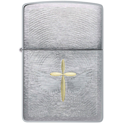 Zippo Lighter: Spiritual Cross Design Brushed Chrome | 46479