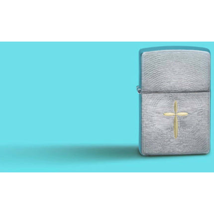 Zippo Lighter: Spiritual Cross Design Brushed Chrome | 46479