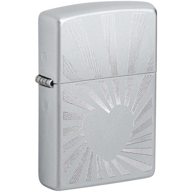 Zippo Lighter: Love Radiates Heart Rays Design Engraved Satin Chrome | 46480