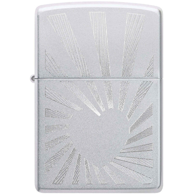 Zippo Lighter: Love Radiates Heart Rays Design Engraved Satin Chrome | 46480