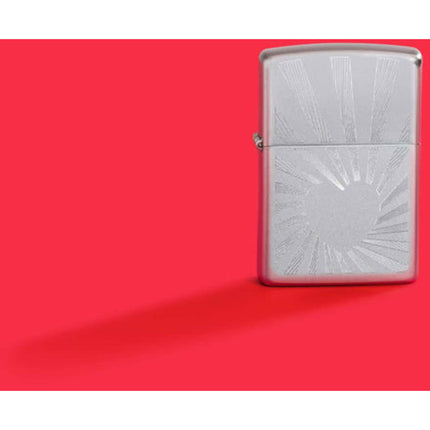 Zippo Lighter: Love Radiates Heart Rays Design Engraved Satin Chrome | 46480