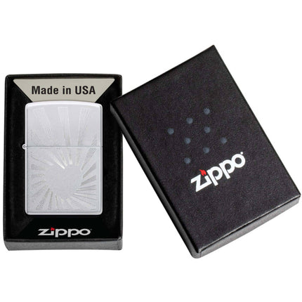Zippo Lighter: Love Radiates Heart Rays Design Engraved Satin Chrome | 46480