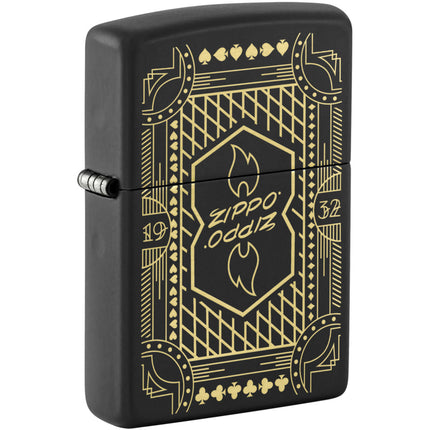 Zippo Lighter: Zippo Lines 1932 Design Engraved Black Matte | 46483