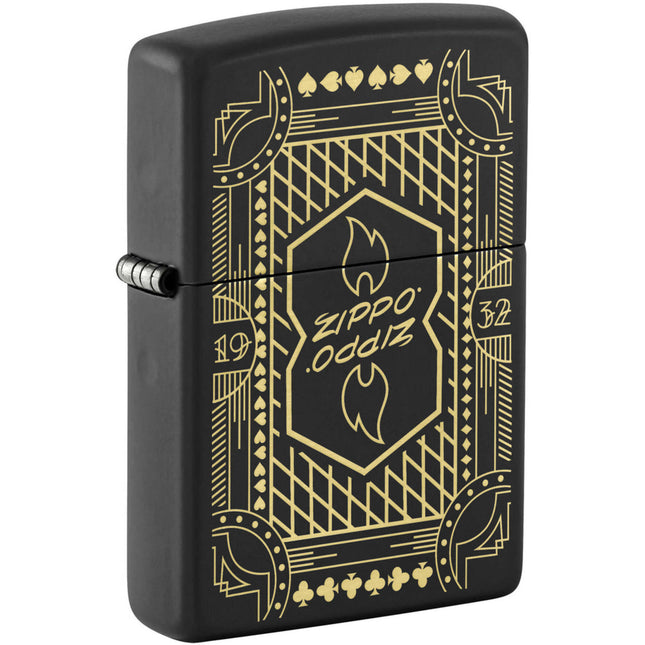 Zippo Lighter: Zippo Lines 1932 Design Engraved Black Matte | 46483