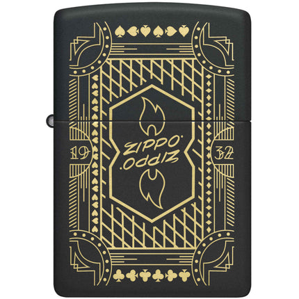 Zippo Lighter: Zippo Lines 1932 Design Engraved Black Matte | 46483