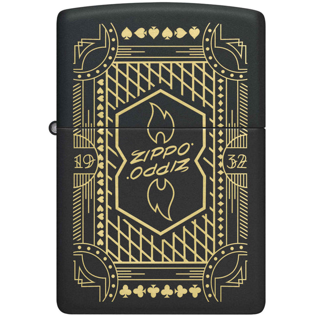 Zippo Lighter: Zippo Lines 1932 Design Engraved Black Matte | 46483