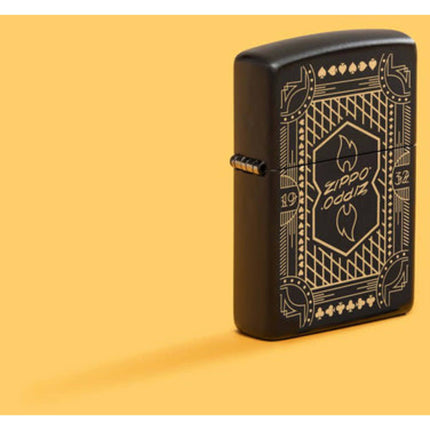 Zippo Lighter: Zippo Lines 1932 Design Engraved Black Matte | 46483