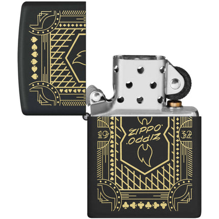 Zippo Lighter: Zippo Lines 1932 Design Engraved Black Matte | 46483