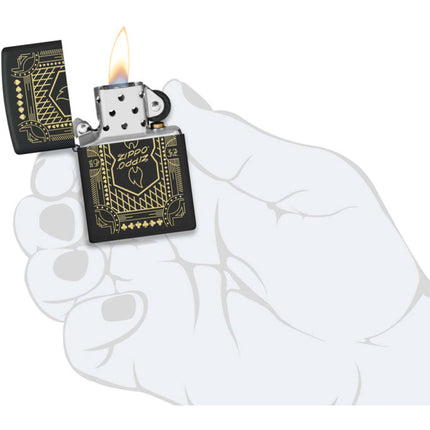 Zippo Lighter: Zippo Lines 1932 Design Engraved Black Matte | 46483
