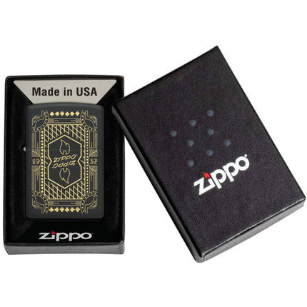 Zippo Lighter: Zippo Lines 1932 Design Engraved Black Matte | 46483
