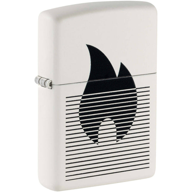 Zippo Lighter: Lined Flame Design White Matte | 46485
