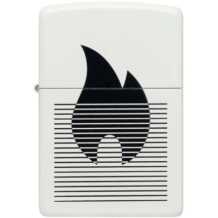 Zippo Lighter: Lined Flame Design White Matte | 46485