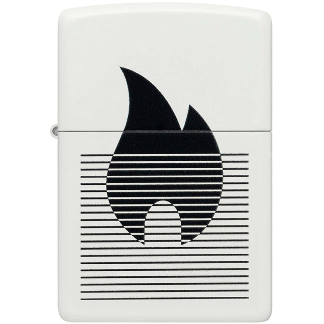 Zippo Lighter: Lined Flame Design White Matte | 46485