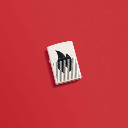 Zippo Lighter: Lined Flame Design White Matte | 46485