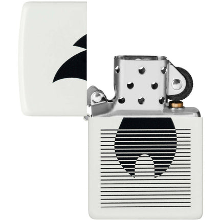 Zippo Lighter: Lined Flame Design White Matte | 46485