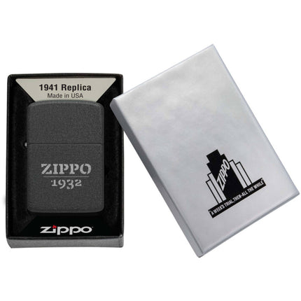 Zippo Lighter: Zippo 1932 Design Black Crackle Finish | 46567