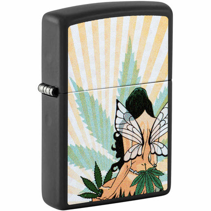Zippo Lighter: Cannabis Fairy Design Black Matte | 46576