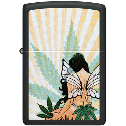 Zippo Lighter: Cannabis Fairy Design Black Matte | 46576