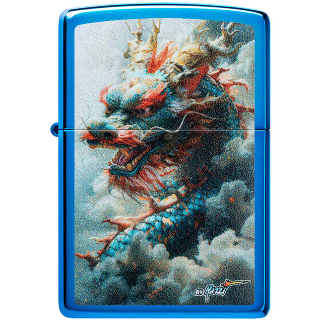 Zippo Lighter: Mazzi Dragon Design Blue | 46686