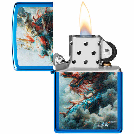 Zippo Lighter: Mazzi Dragon Design Blue | 46686