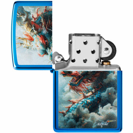Zippo Lighter: Mazzi Dragon Design Blue | 46686