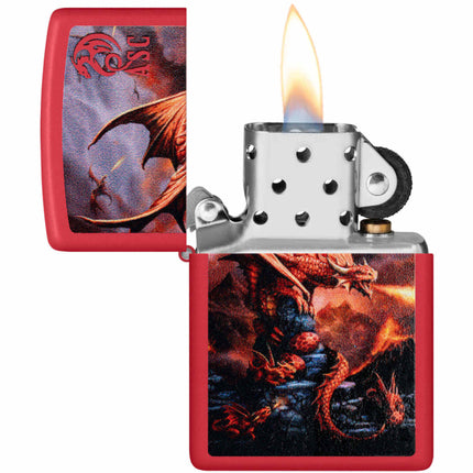 Zippo Lighter: Anne Stokes Fire Dragon Design Red | 46690
