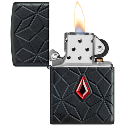 Zippo Lighter: Armor MultiCut Diamond Pattern Design Black Matte | 46756