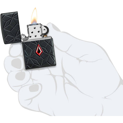 Zippo Lighter: Armor MultiCut Diamond Pattern Design Black Matte | 46756