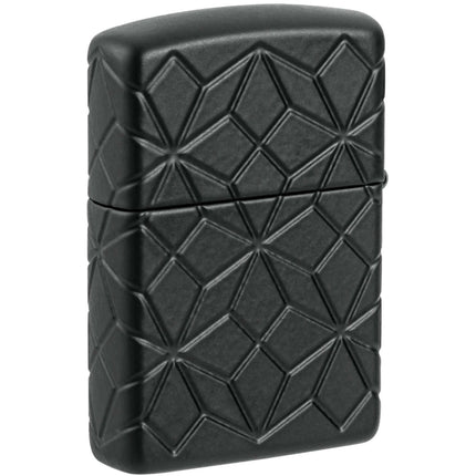 Zippo Lighter: Armor MultiCut Diamond Pattern Design Black Matte | 46756