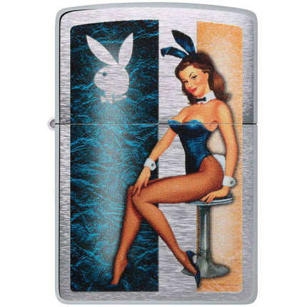 Zippo Lighter: Playboy Pinup Girl Design Brushed Chrome | 48374