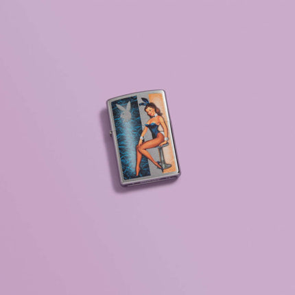 Zippo Lighter: Playboy Pinup Girl Design Brushed Chrome | 48374