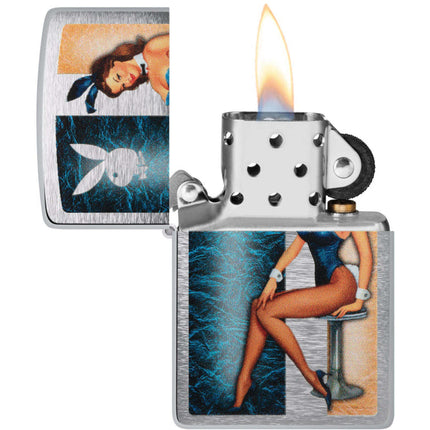 Zippo Lighter: Playboy Pinup Girl Design Brushed Chrome | 48374