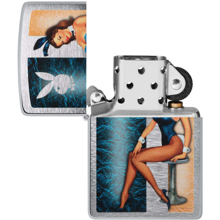 Zippo Lighter: Playboy Pinup Girl Design Brushed Chrome | 48374