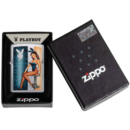 Zippo Lighter: Playboy Pinup Girl Design Brushed Chrome | 48374