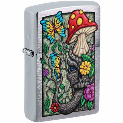 Zippo Lighter: Freaky Nature Design Brushed Chrome | 48635