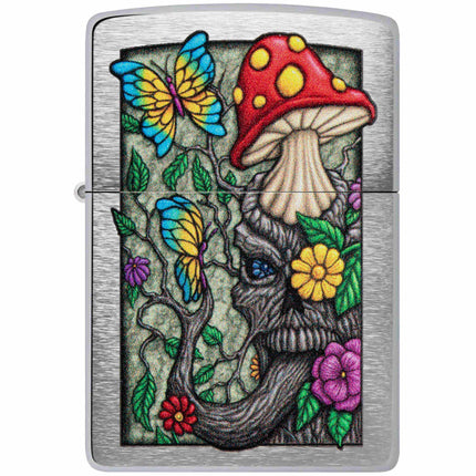 Zippo Lighter: Freaky Nature Design Brushed Chrome | 48635