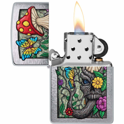 Zippo Lighter: Freaky Nature Design Brushed Chrome | 48635