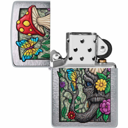Zippo Lighter: Freaky Nature Design Brushed Chrome | 48635