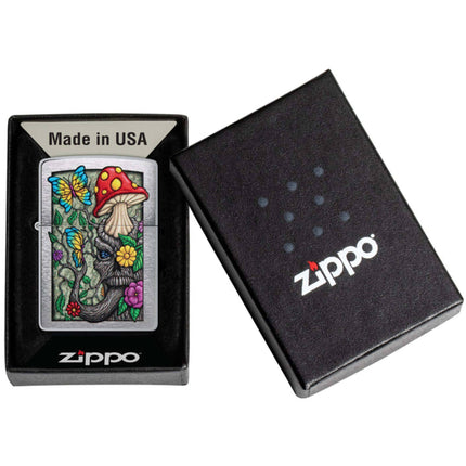 Zippo Lighter: Freaky Nature Design Brushed Chrome | 48635